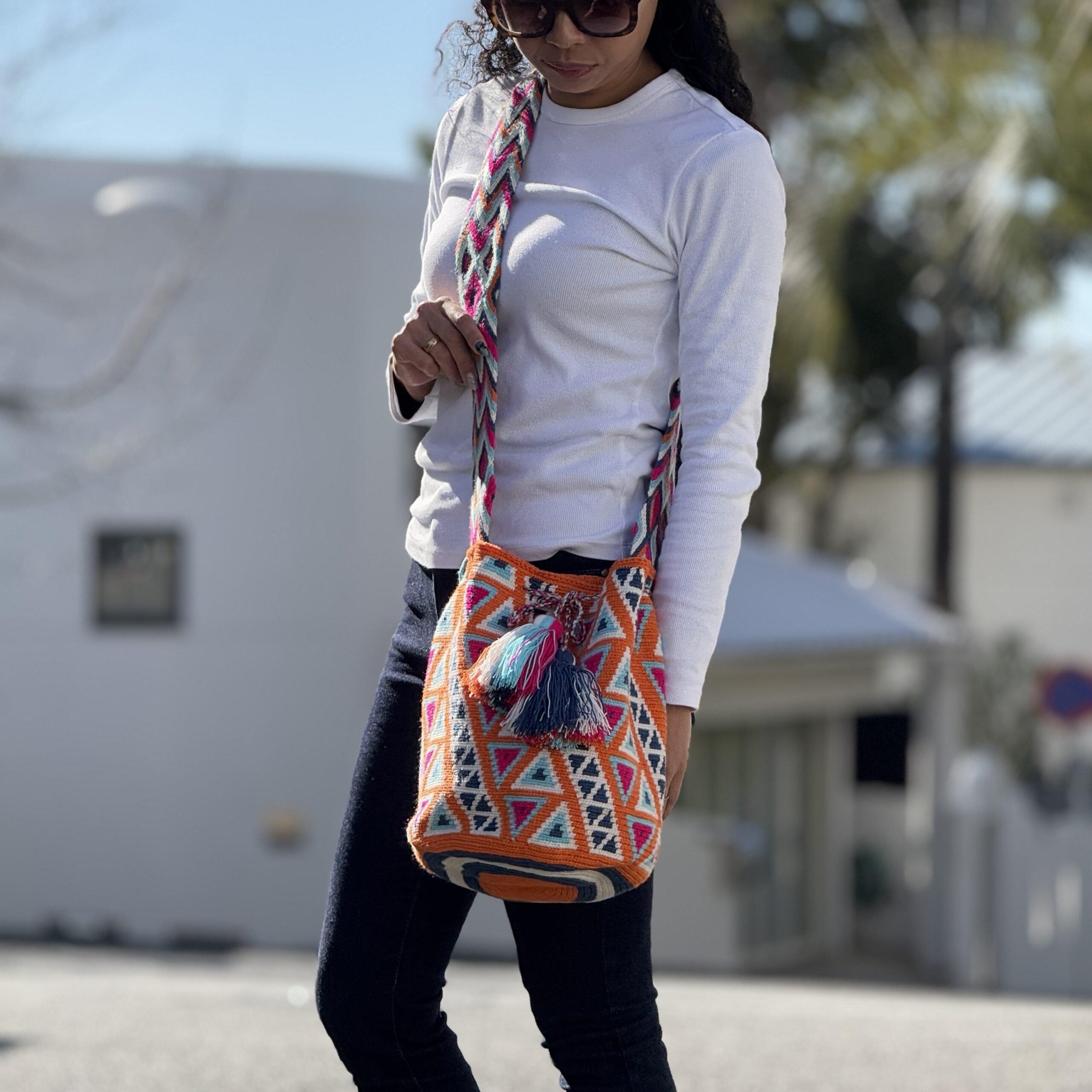 Wayuu Bag（ワユーバッグ ）Mサイズ オレンジマルチカラー | メキシコ